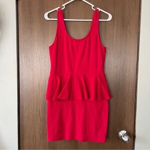 Bright Red Peplum Mini Dress